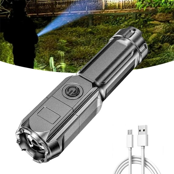 Peachloft Flashlight, Peachloft Powerful LED Flashlight, Rechargeable LED Flashlights 900000 High Lumens Super Bright Tactical, Adjustable Zoom
