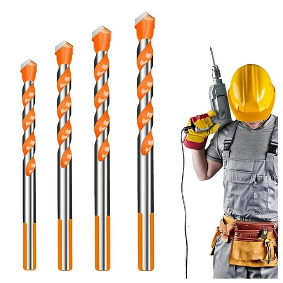 Peachloft/Kotkka Drill Bits, Brocas para Concreto, Four Blade Serrated Eccentric Drill Bits, 6-12mm Size, Multifunction Suitable for Stone, Glass, Concrete (4PCS)