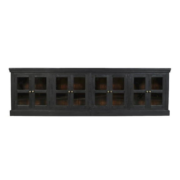 Peachtree 8-Door Mango Solid Wood & Glass Sideboard in Charcoal Gray