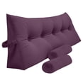 thumbnail image 1 of Peachwell Triangular Reading Bedrest Pillow Large Bolster Cushion Headboard Backrest Wedge Pillow with Two Detachable Roll Pillows for Neck & Lumbar Support (Purple, California King 71x8x20 inches), 1 of 7