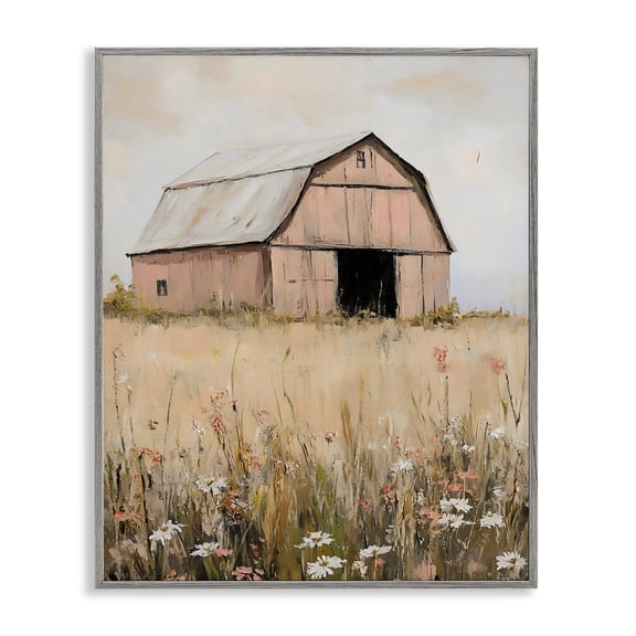 Stupell Industries Peachy Barn Landscape Gray Framed Giclee Art, design by Franklyn Gregory