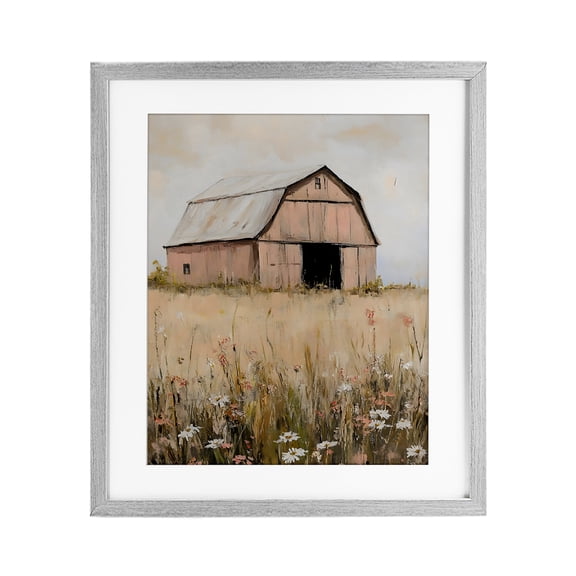 Stupell Industries Peachy Barn Landscape Gray Framed Print Under Glass, design by Franklyn Gregory