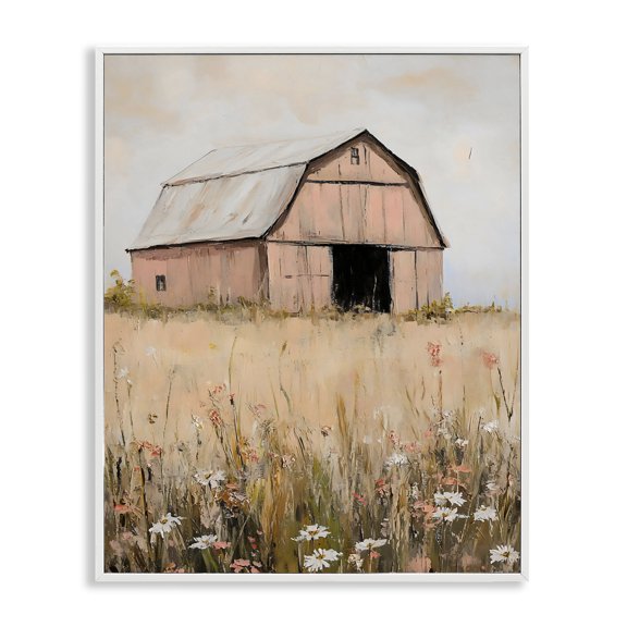Stupell Industries Peachy Barn Landscape White Framed Giclee Art, design by Franklyn Gregory