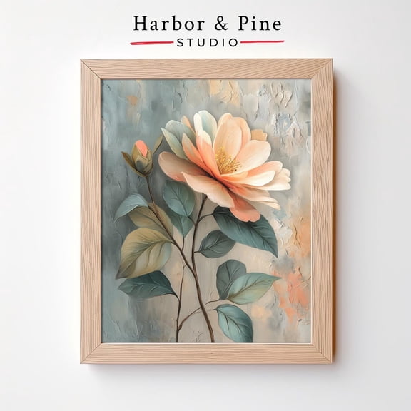 Peachy Botanical Flower Art Soft Vintage Peony Cozy Unframed Paper Print