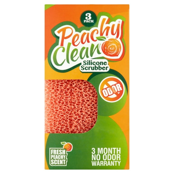 Peachy Clean Fresh Peachy Scent Silicone Scrubber, 3 pack