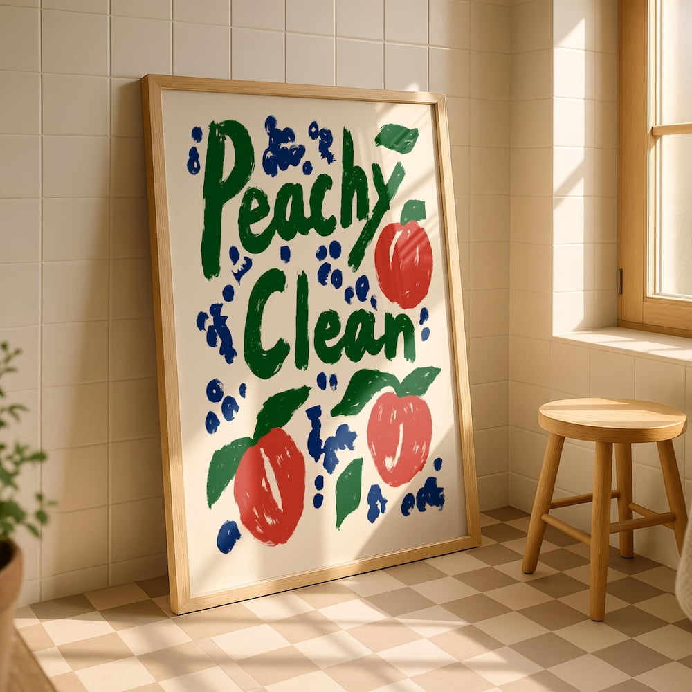 Peachy Clean Poster, Bathroom, Peach Bathroom, Cheeky Toilet Decor for ...