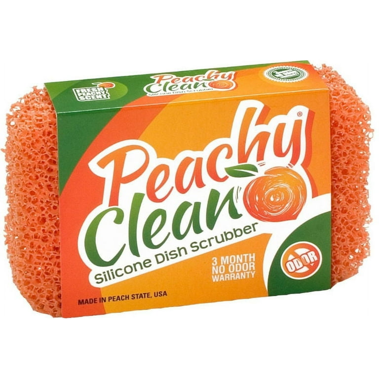 Peachy Clean Sponge, Fresh Peachy Scent. Made in USA.