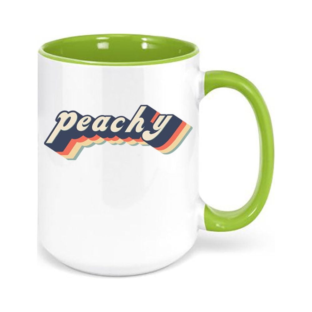 Peachy Coffee Mug, Peachy, Retro Mug, Vintage Coffee Cup, Peachy Cup, Gift  For Her, Gift For Her, Inspirational Mug, Trendy Coffee Mug, GREEN