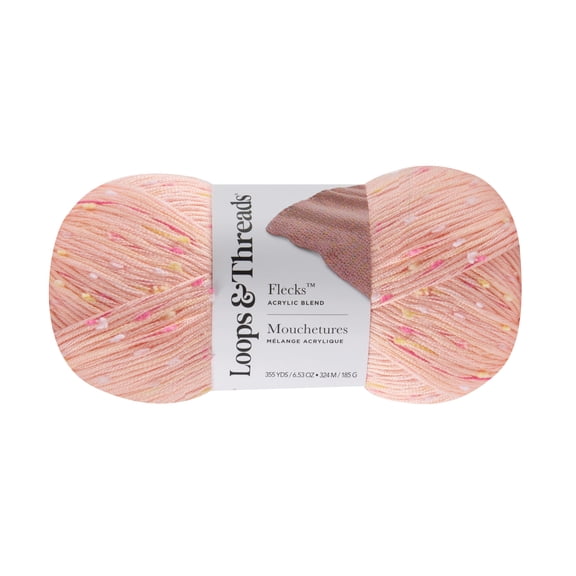 Loops & Threads Peachy Flecks Yarn - Medium Weight Yarn for Knitting, Crochet, Weaving, Arts & Crafts, 18 Pack