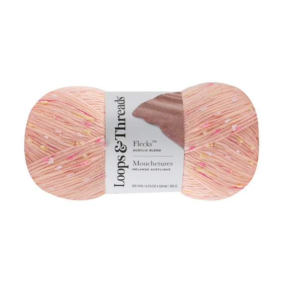 Peachy Flecks Yarn by Loops & Threads – Medium Weight Yarn for Knitting - Crochet - Weaving - Arts & Crafts - 18 Pack