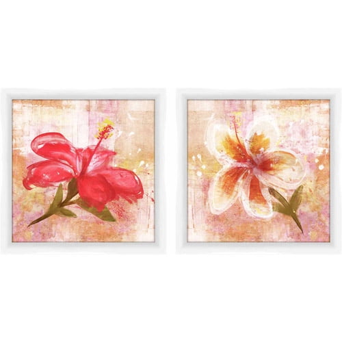 Peachy Flower Floral Wall Art, Set of 2