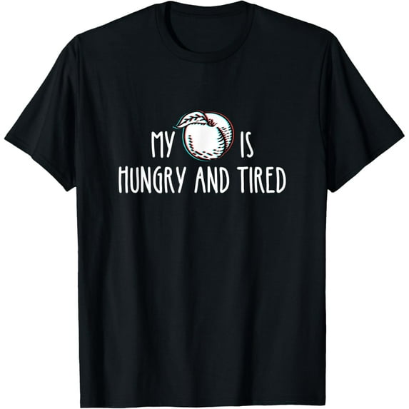 Peachy Fruit Glitch Just Apricot Peach Hungry and Tired T-Shirt