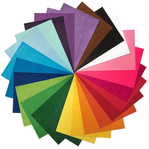 Peachy Keen Crafts 25 Pack - Self Adhesive Crafting Felt Fabric - 8 x 12 Inches Assorted Colors