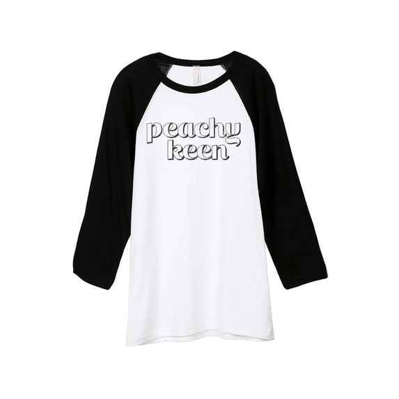 Peachy Keen Unisex 3/4 Sleeves Baseball Raglan T-Shirt Tee White Black X-Small