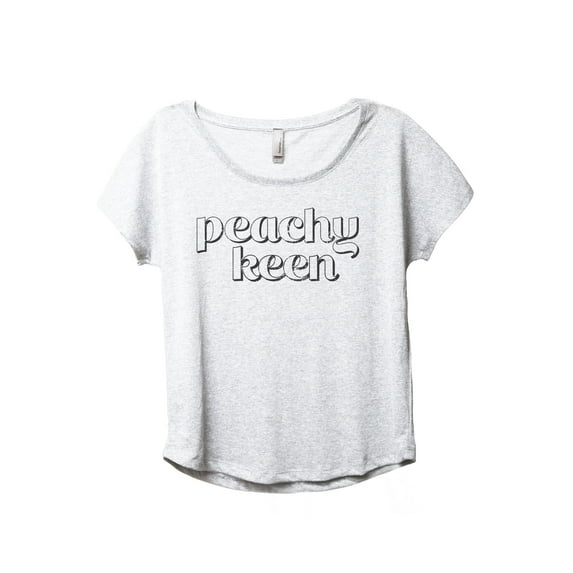 Peachy Keen Women's Fashion Slouchy Dolman T-Shirt Tee Heather White Small