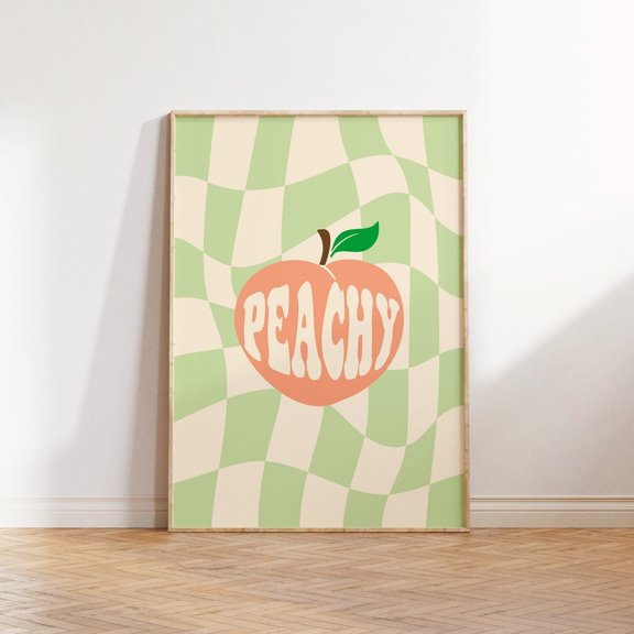 Peachy Print Wall Art Retro Print Bathroom Toilet Wall Art Wall Art Cute Wall Print Retro Peach Print 2241