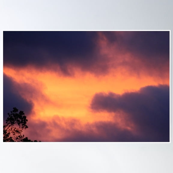 Peachy Purple Sunset Poster Wall Art, Modern Wall Decor, 8x12 UNFRAMED