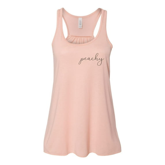"Peachy Tank, Peachy Cursive, Peachy Racerback, Bella Canvas, Sublimation, Peachy Muscle Tank, Gym Shirt, Weekend Tank, Gift For Her, Happy, Peach, SMALL"