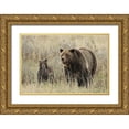 thumbnail image 1 of Peaco, Jim 14x11 Gold Ornate Wood Framed with Double Matting Museum Art Print Titled - Grizzly Sow and Cubs near Fishing Bridge, Yellowstone National Park, 1 of 4