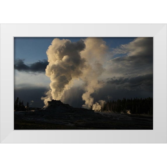 Peaco, Jim 14x11 White Modern Wood Framed Museum Art Print Titled - Castle Geyser in Upper Geyser Basin, Yellowstone National Park