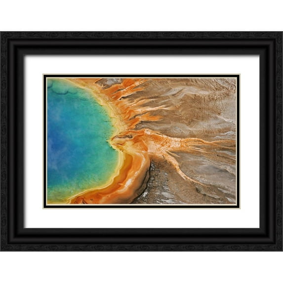 Peaco, Jim 32x23 Black Ornate Wood Framed with Double Matting Museum Art Print Titled - Grand Prismatic Spring, Yellowstone National Park