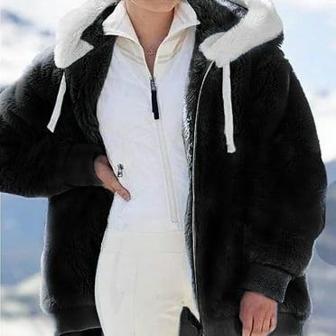 Peacoat Womens Coat Winter Clothes for Women Warm Fuzzy Fleece Jacket Oversized Sherpa Fur Coat with Hood Plus Size Shaggy Teddy Outwear Sacos Para Mujer