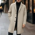 thumbnail image 1 of Peacoats for Men with Pockets and Collared Button-Down Woolen Jackets Mens Trendy Long Sleeve Mid Length Thermal Warm Business Work Trench Coat, 1 of 8