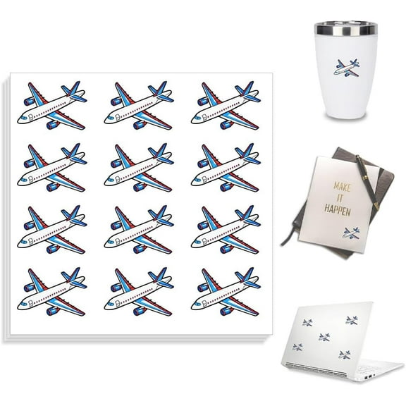 Peacoblue 240pcs Waterproof Self-Adhesive Stickers 1 x 0.7 Inch Airplane for Scrapbooking Planner Calendar Journaling Gift Decor Classroom Rewards Laptop Fun Vinyl Stickers for Students Adult