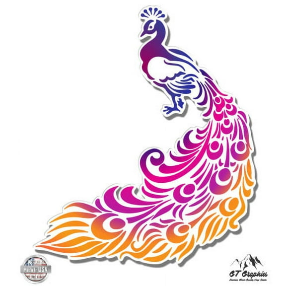 Peacock - 3" Vinyl Sticker - For Car Laptop I-Pad Phone Helmet Hard Hat - Waterproof Decal