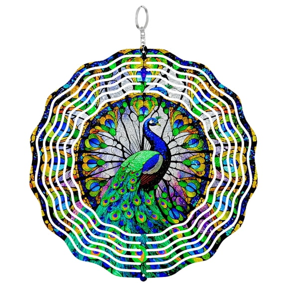 Peacock 3D Wind Spinner, Bird Lover Outdoor Hanging Decor