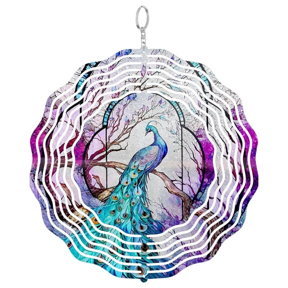 Peacock 3D Wind Spinner, Bird Outdoor Hanging Decor