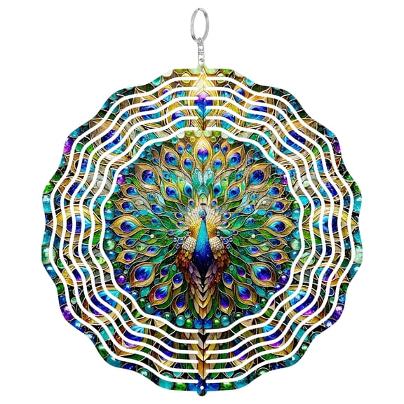 Peacock 3D Wind Spinner, Bird Outdoor Hanging Ornament