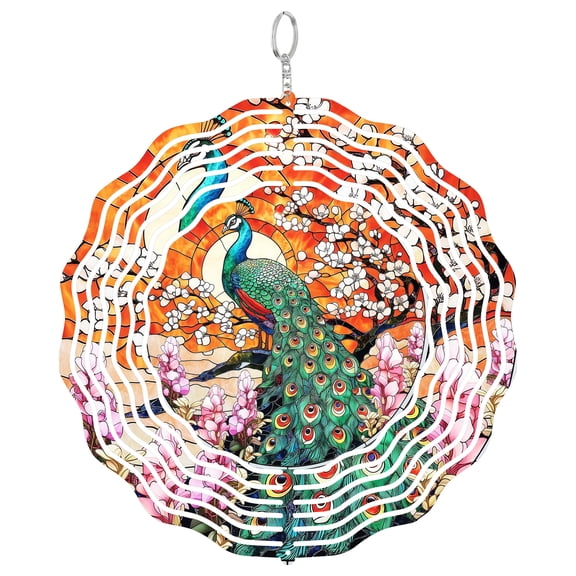 Peacock 3D Wind Spinner, Kinetic Outdoor Holiday Ornament