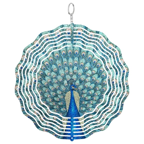 Peacock 3D Wind Spinner, Vibrant Bird Outdoor Hanging Decor