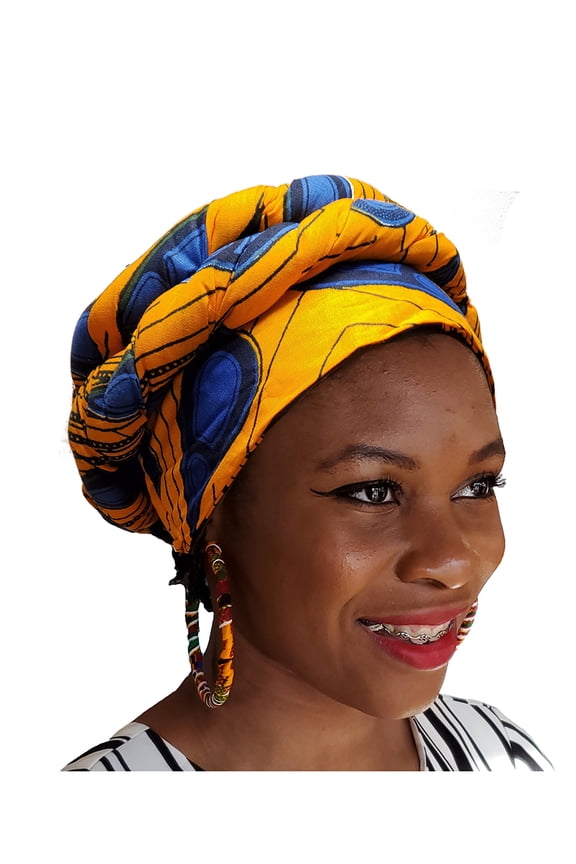 Peacock African Print Ankara Modu Hat Pre-tied Head wrap