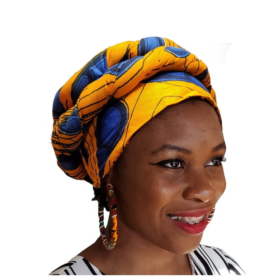 Peacock African Print Ankara Modu Hat Pre-tied Head wrap