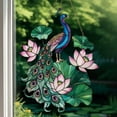 thumbnail image 1 of Peacock And Lotus Faux Stained Glass Acrylic Suncatcher - Elegant Bird Window Hanging - Garden Decor Gift For Nature Lovers, 1 of 4