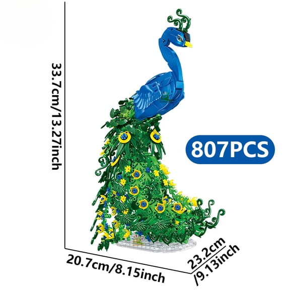 Peacock Animal Model Building Block Bird Bricks Assembly Construction Toy For Children Kid DIY Home Desk Decoration