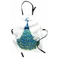 thumbnail image 1 of Peacock Apron Peacock Illustration Floral Classical Curvy Artful Design Tropics Wildlife Theme, Unisex Kitchen Bib Apron with Adjustable Neck for Cooking Baking Gardening, Blue Yellow, by Ambesonne, 1 of 3
