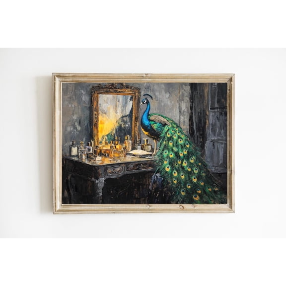 Peacock Art Print Whimsical Decor Fancy Fine Art E850, Unframed Paper Print