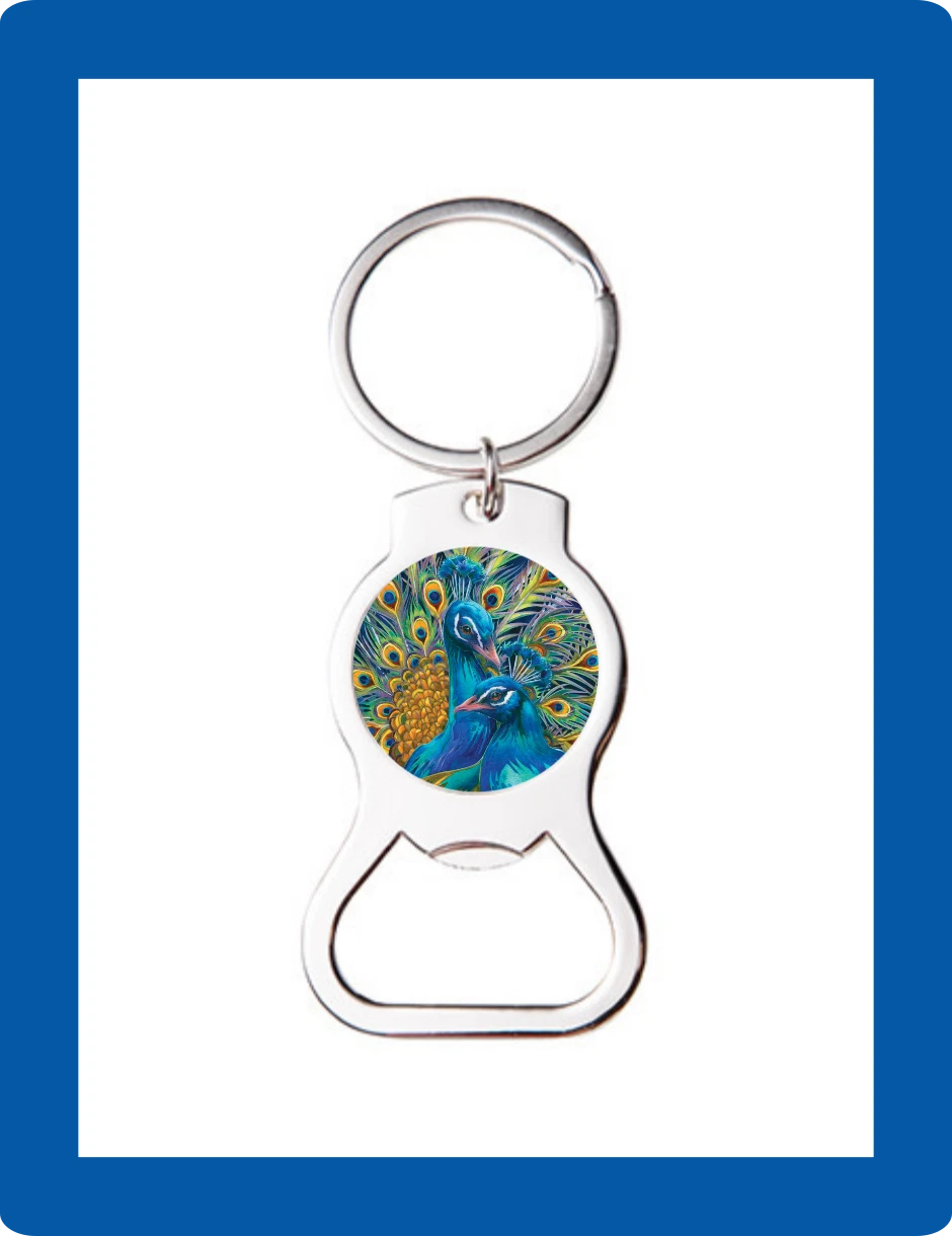 Peacock Bird Art Custom Bottle Opener Keychain Key Ring Cool Unique Gift