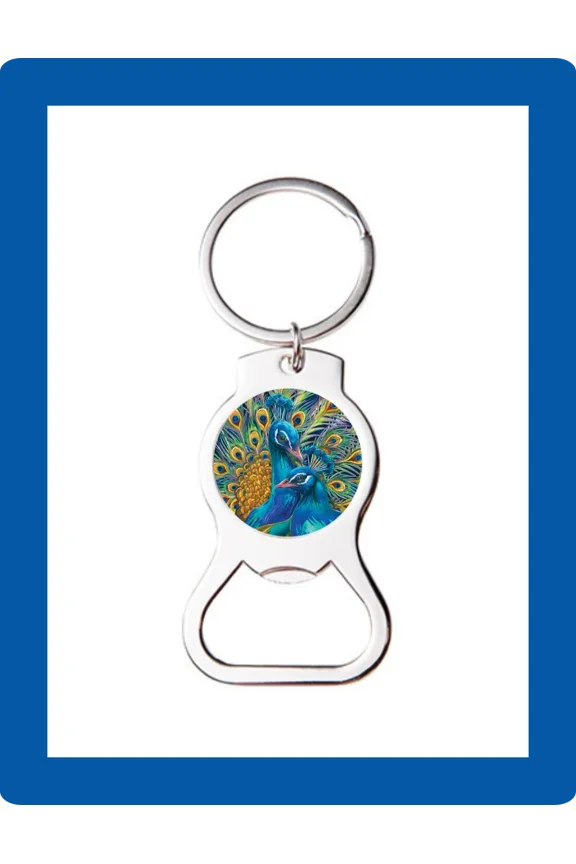 Peacock Bird Art Custom Bottle Opener Keychain Key Ring Cool Unique Gift