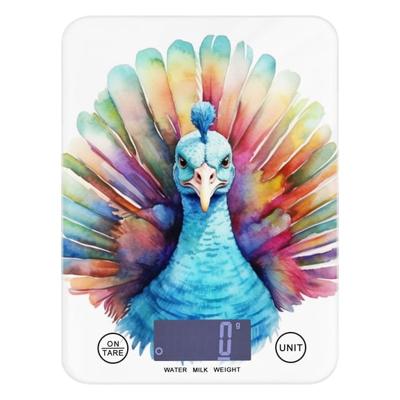 Peacock Bird Food Scale Digital Kitchen Scale Waterproof Tempered Glass Tare Function 11 lb for Baking Cooking Meal Prep
