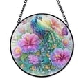 thumbnail image 1 of Peacock Bird Majestic Stained Glass Suncatcher, UV Printed Glass Decor, Colorful Animal Decor, Round, 1 of 8
