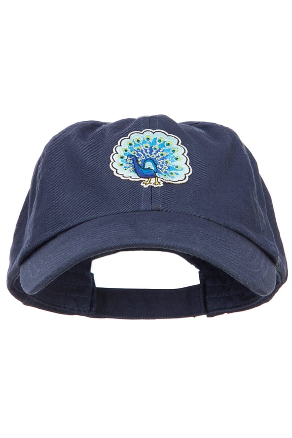 Peacock Bird Patched Low Profile Cotton Cap - Navy OSFM