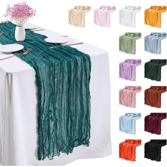 Peacock Blue Cheesecloth Table Runner 72 Inches Long Chiffon Gauze Fabric Sheer Cheese Cloth for Dresser Birthday Wedding Dining Room Summer Boho Decoration 1 Pack - 6FT