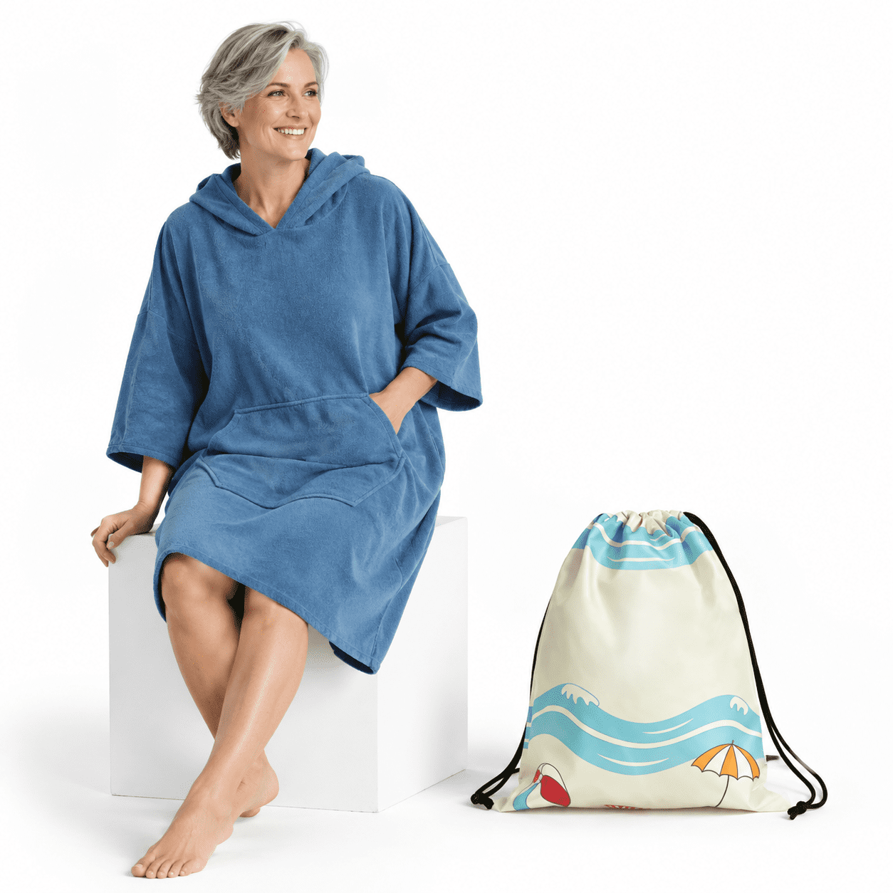 Surfer Changing Robe Peacock Blue Hooded Surf Poncho Towel Quick Dry Changing Robe for ...