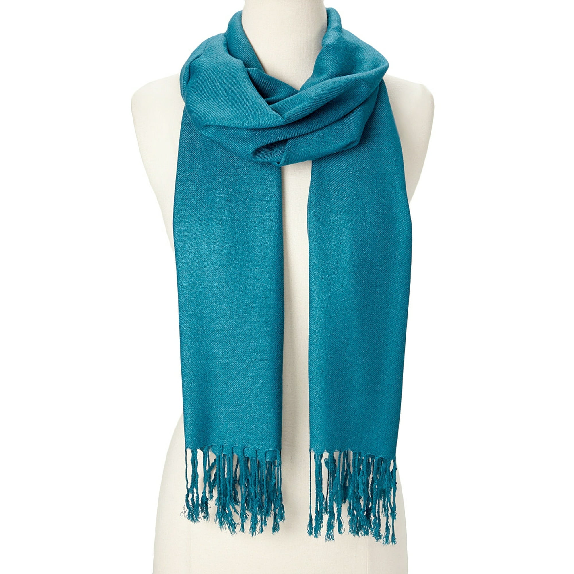 Peacock Blue Solid Scarfs for Women Fashion Warm Neck Womens