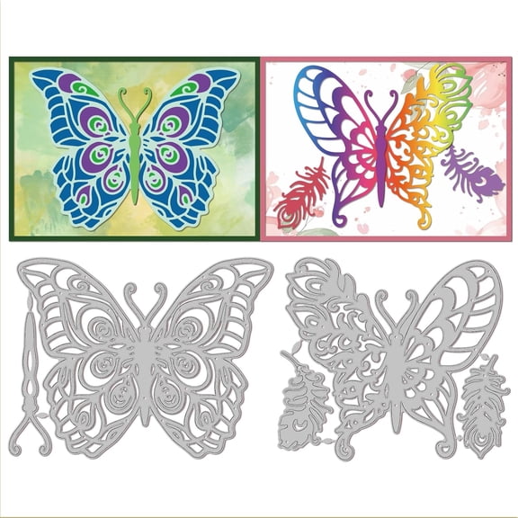 Peacock Butterfly Cutting Dies Metal Butterfly and Feathers Cutting Die Template Animal Paper Cutting Dies for Scrapbooking Card Making Crafts Paper