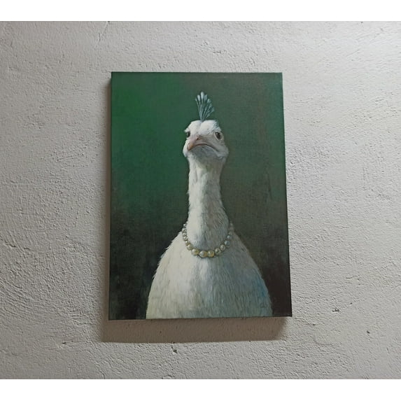 Peacock Canvas Art, Fowl with Pearls Poster, Trendy Printed, Peacock with Pearls, Animal Artwork, Fowl Wall Decor, Animalistic Canvas, Canvas Wall Decor - Rolled Canvas